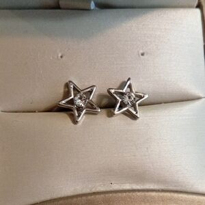 Silver Toned Star Earrings